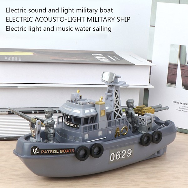 Elektrisk Marine Patrol Blinkende Lyd Båd Militær Model patrol boat