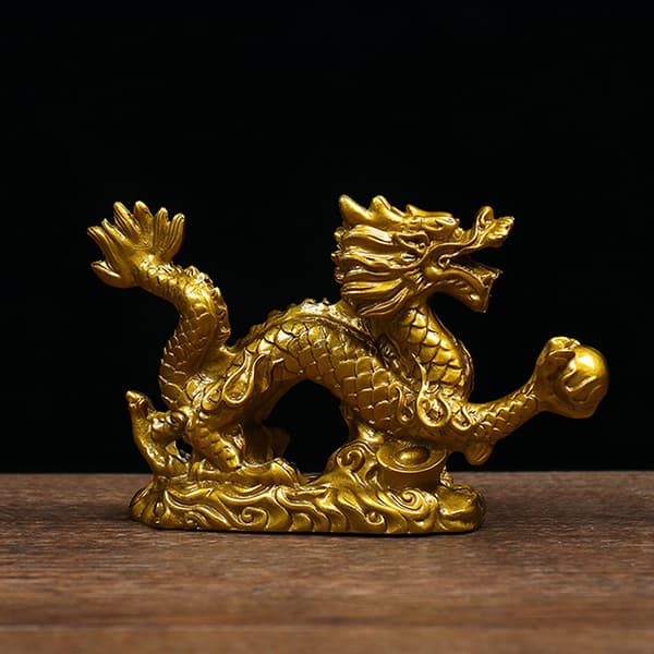 Good Lucky Dragon Statue Gull Dragon Statue Dyr Skulptur Red