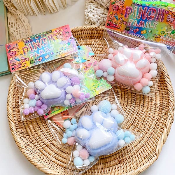 Handgjord Flockad Katts Tass Squishy Leksak Mochi Långsam Återhämtning Ny Blue
