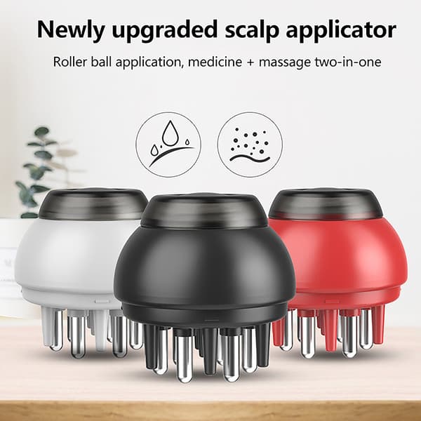 6- Hovedbundsapplikator flydende kam hovedmassager Black