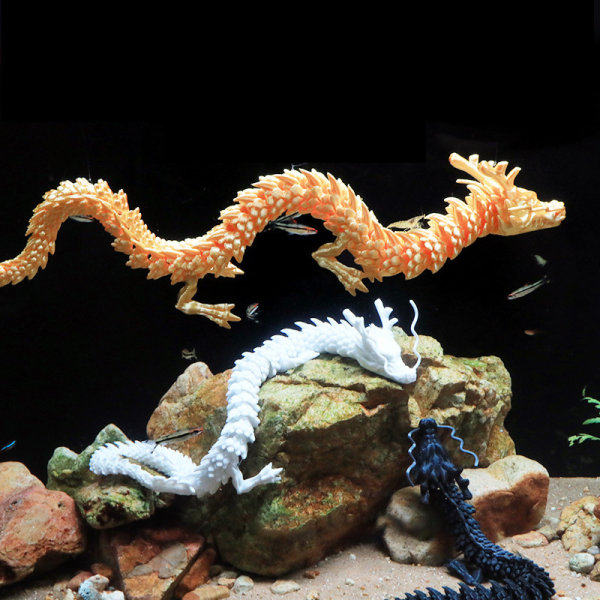 Artikulert Dragon Fish Tank Landskapsdekorasjon Hjem Gaver Gold 23 cm