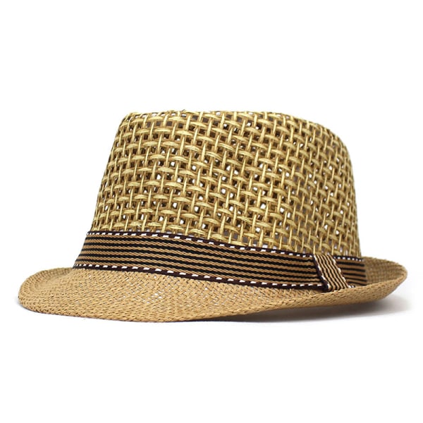 Män Beach Sun Hats Sommar Cowboy Fedora Retro Jazz Hat Khaki