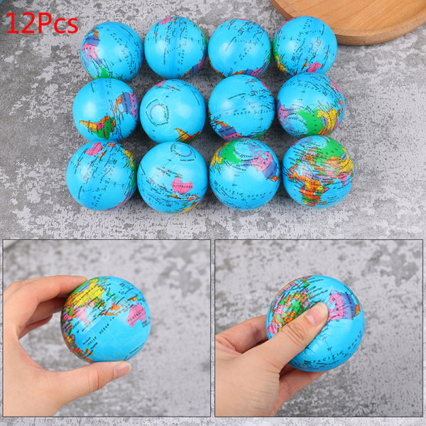 12 stk/sett Verdenskart Foam Ball Earth Ball Leker