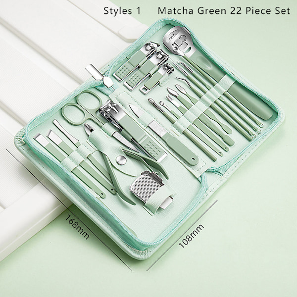 Nail Art ter Pedikyr Sax Nail Clipper Tool Set Green 22 PCS