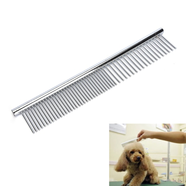 Uusi Pet Puppy Dog Cat ruostumattomasta teräksestä valmistettu kampa, pitkät hiukset irtoaminen G