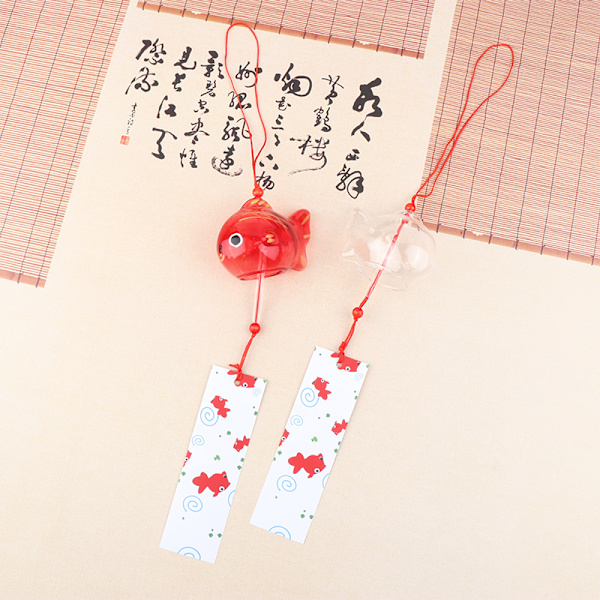 Wind Chime Chimes Glas Guldfisk Have Hængende Decor Red