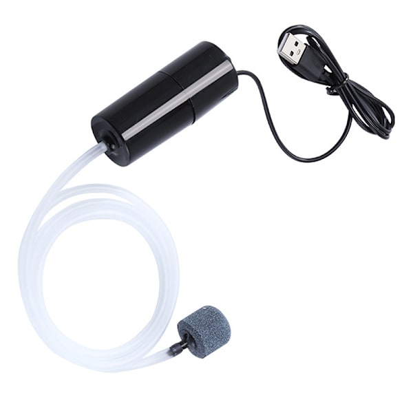 Akvarium Oxygen Luftpumpe Fish Tank USB Silent Air Compressor Black