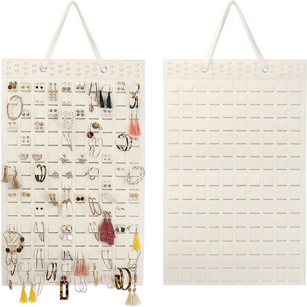 Korvakorut Hanging Organizer seinään korvakorupidike huoparipustin Beige