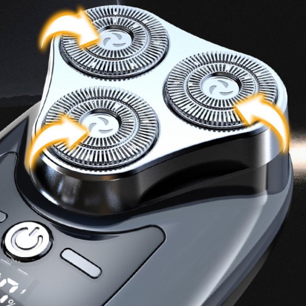 Kolmeteräinen sähköparranajokone digitaalisella näytöllä USB lataus Silver