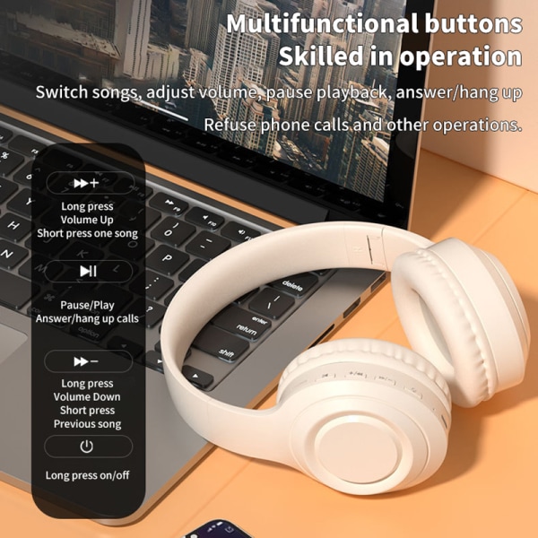 V9 Wireless Bluetooth 5.0 hopfällbara hörlurar med hörlurar pink
