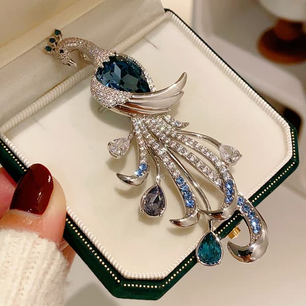 Mode udsøgt påfugl rhinestone broche til kvinders tøj A1