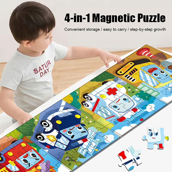 Folding Magnetic Car Advanced Puzzle Book barneleke A4