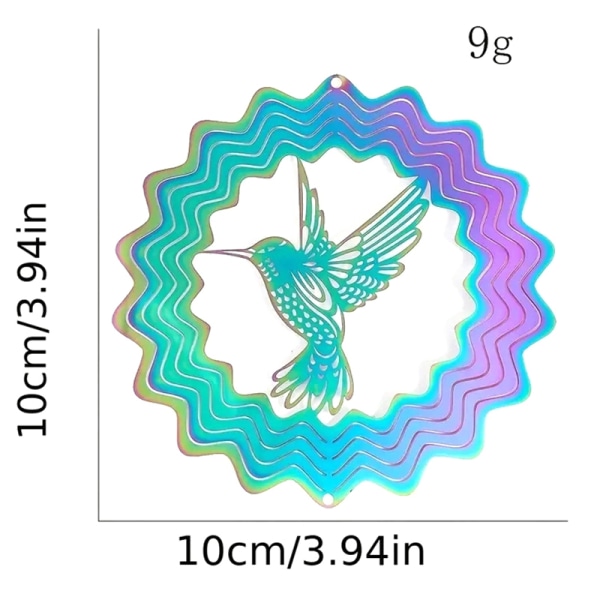 3D roterende vindsnurre Hummingbird flytende vindklokke Multicolor