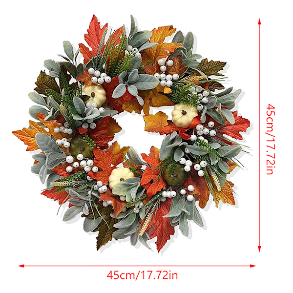 Fall Wreaths Pumpkin Berry Maple Leaf Artificial Wreath Door Wr 1PC