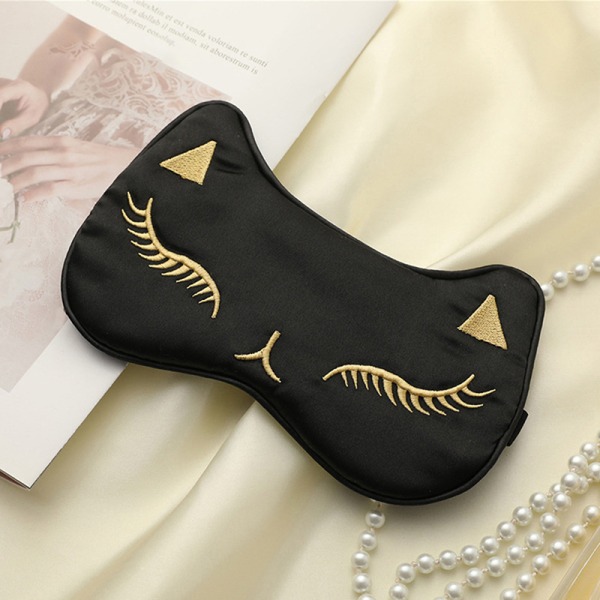 Imiteret Silk Sleep Eye Mask Relax Eyes Bandage Blindfold Black