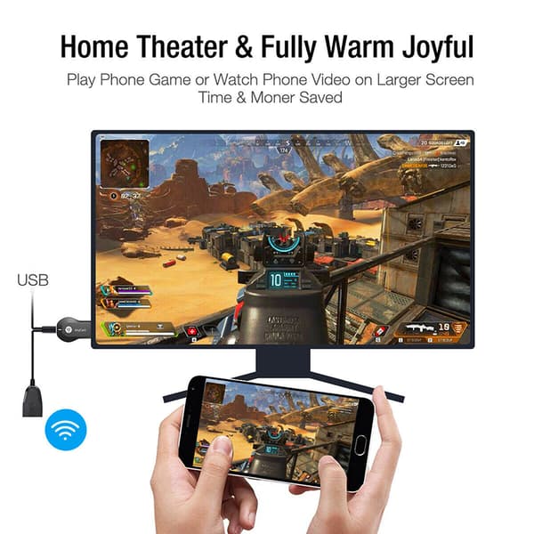 AnyCast M12 Plus WiFi-mottaker Airplay Display Miracast HDMI TV Black