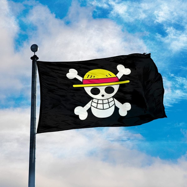 90*150CM Polyester Pirate Monkey D. Luffy Skull Flagga dekor 150cm
