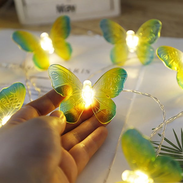 Sommerfugl LED Fairy String Lights juledekor lys Yellow