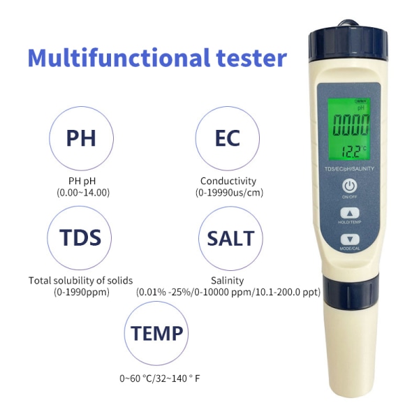 Vandkvalitetstester Salinitets-/temperaturmåler Digital test A