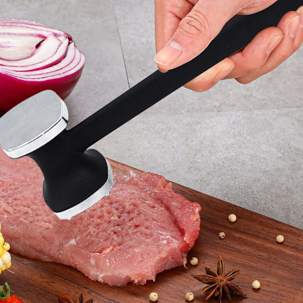 Steak Hammer Dobbeltsidet Kød Mørning Kød Pounder Hammer Silver