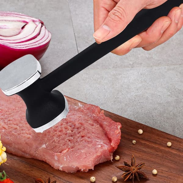 Steak Hammer Dobbeltsidig Kjøtt Mørning Kjøtt Pounder Hammer Silver