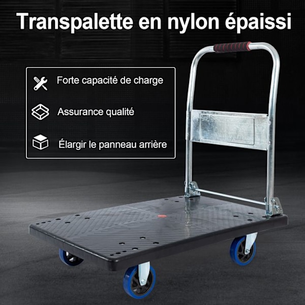 FOXSPORT - Fällbar plattformsvagn - Svart - Manuell transportvagn 300 kg Svart