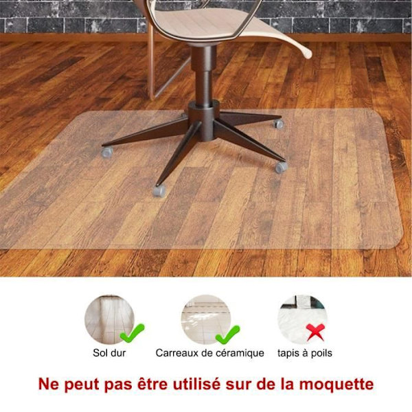 transparent stolmatta, skyddsmatta för hårda golv, 90 x 120 cm, rektangulär, hög motståndskraft mot stötar, an
