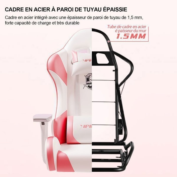 FOXSPORT-Spelstol-ergonomisk-gamingstol-med fotstöd-3d armstöd-Rosen riddare-max belastning 200 kg-rosa Rosa
