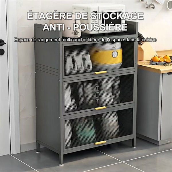 Köksbuffé, förvaringsskåp, samtidsstil, 4 hyllor, synlig dörr, 60L x 32l x 112H cm, Grå Huvudfärgen på köksskåpen är svart 