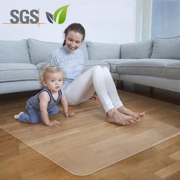 Golvskyddsmatta, transparent, halkskyddande, 90*120 CM, underlag för kontorsstol, mycket värmeresistent