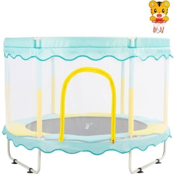Trampolin för barn utomhus och inomhus ikido, trampolin för trädgårdsspel, trampolin med skyddsnät - blå