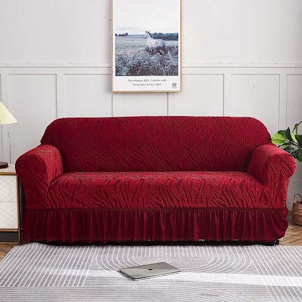 Joustava sohvan cover hameella 1-osainen jacquard- universal olohuoneen  cover 74-90 tuumaa Red Sofa (74"-90") efa5 | Red | Sofa (74"-90") | Fyndiq