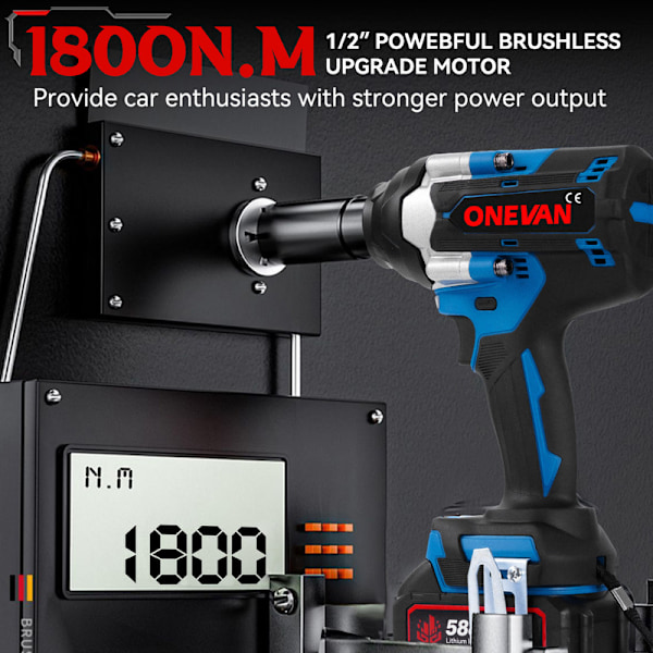 ONEVAN Borstlös Elektrisk Mutterdragare med 2 Batterier Sladdlös Mutterdragare DIY