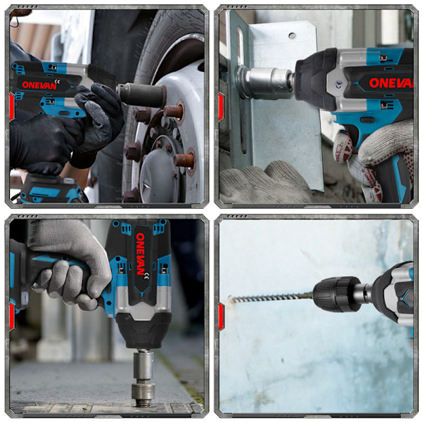 ONEVAN Borstlös Elektrisk Mutterdragare med 2 Batterier Sladdlös Mutterdragare DIY