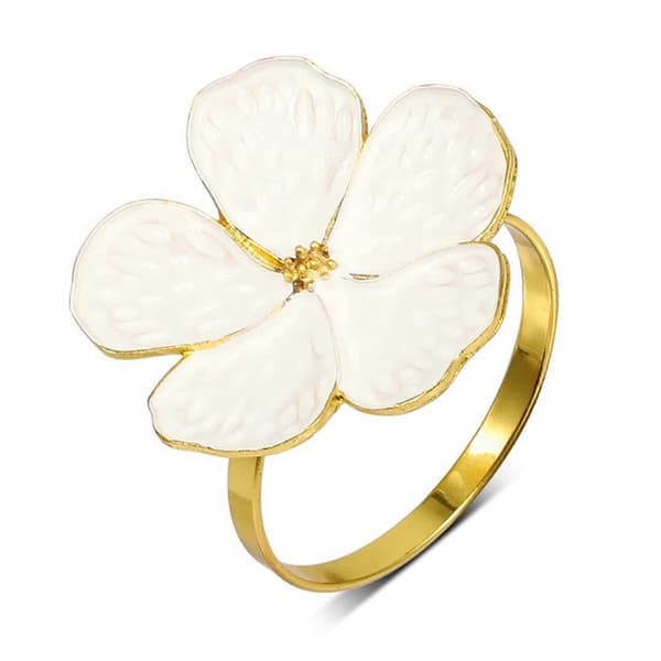 Servietringe Sæt med 30 Servietringeholdere Hvide Blomster Servietspænder Elegante Servietringeholdere til Middagsbordet White & gold