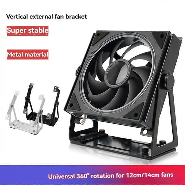Flerfunktionsfäste för 120 och 140 mm PC-fläktar, roterbart Black