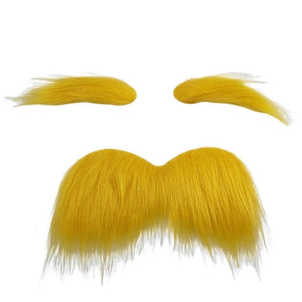 Morsom Gul Gentleman's Bart & Øyenbryn - 3-Dels Selvklebende Kostymerekvisitter for Maskerader, Utkledning og Cosplay 1pcs Extra Large