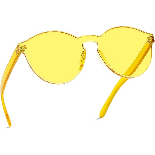 Färgglada enfärgade transparenta runda solglasögon | Roliga ramlösa glasögon för kvinnor och män | Retro Festival Sunnies
