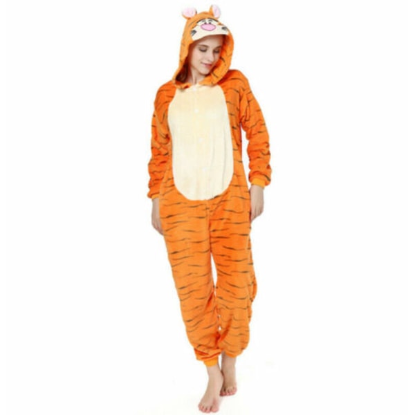 Dyr Pyjamas Kigurumi Natkjole Kostumer Voksen Jumpsuit Outfit V #2 Tiger #2 Tiger kids XS(3-4Y)