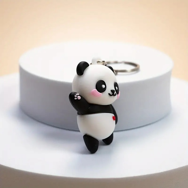 1 st söt panda nyckelring, tecknad väska bil nyckelring, liten present