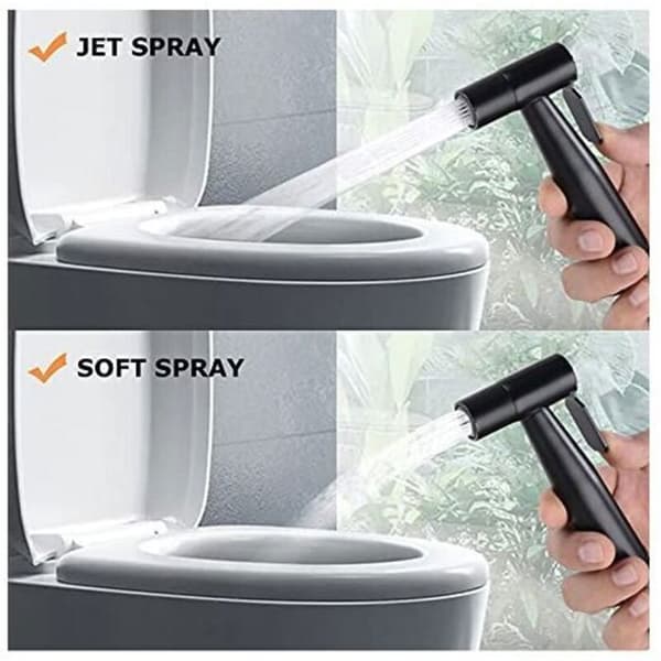 Toiletspray Kit - ZOR® - Håndholdt Bidet Sprøjte - Rustfrit Stål - Justerbart Tryk - Sort
