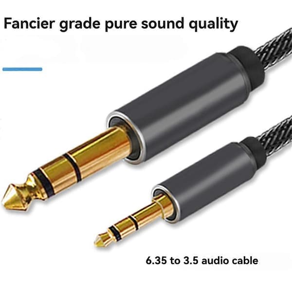 2m 6,35 mm till 3,5 mm Jack Aux-kabel för elektronisk keyboardgitarr