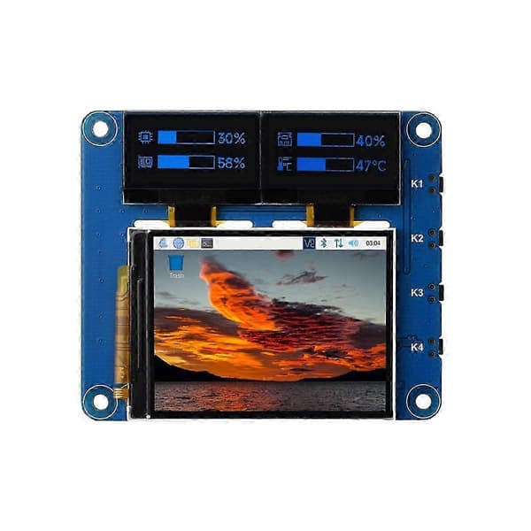 2-tommer LCD-skærm med 0,96-tommer OLED-displaymodul HAT-sæt til Raspberry Pi Zero 2 W 3 Model B 4 5 udvidelseskort As Shown