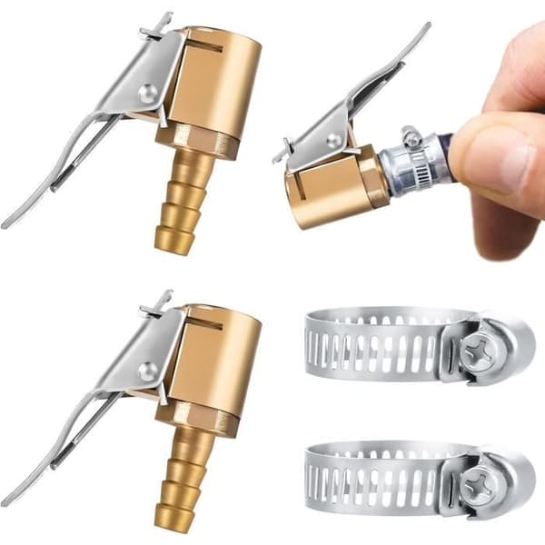 Pneumatisk chuck - Universal - 2 oppblåsersett - Adapterklips - Rustfritt stål - 250 PSI