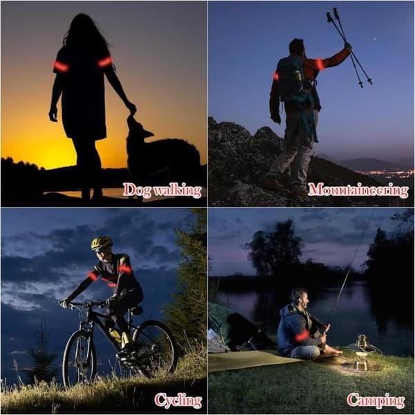 LED Lysende Armbånd - Reflekterende - Justerbart - Oppladbart - Høy Synlighet