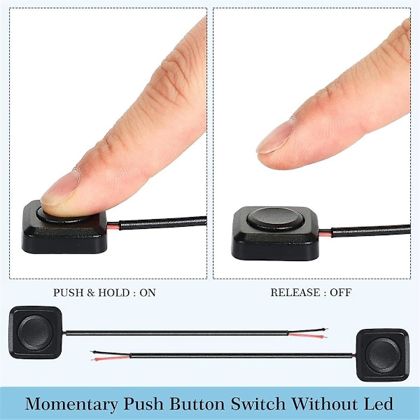 5 stk. Momentary Switch Momentary Trykknap ON Off Switch 12V 24V Overflademonteret Mini Knap Switch Black