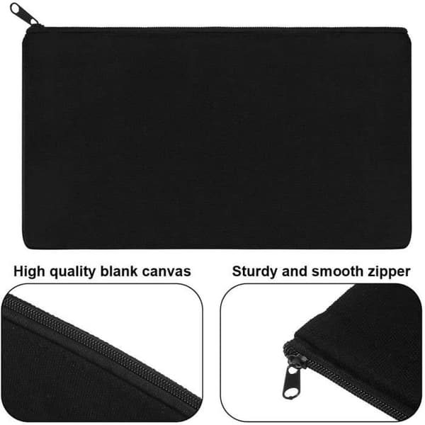 Makeuptaske - Noname - Sæt med 10 - Sort - Lærred - 12 cm x 21 cm