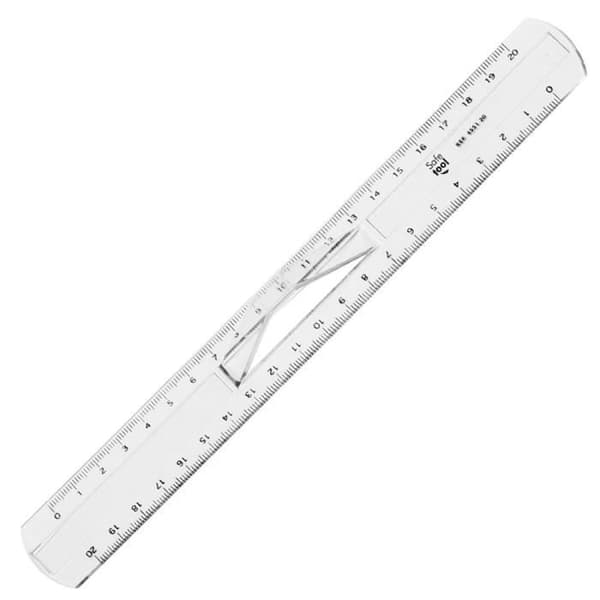 Uknuselig flat linjal, dobbel desimeter