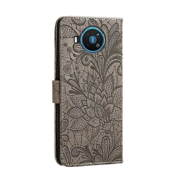 For Nokia 8.3 5G Blondeblomstermønster Horisontal Flip Lærveske med Holder & Kortspor & Lommebok & Fotoramme Grey