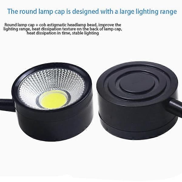 LED magnetisk base svanehalslampe 220V 5W til drejebænkebelysning, EU-stik 44 Plastic
